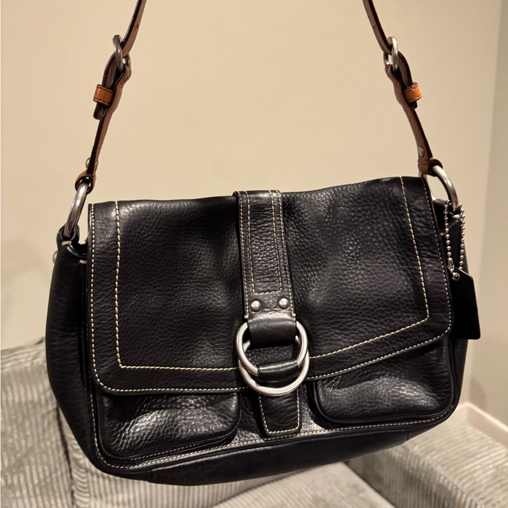 Black Coach Chelsea Flap Shoulder Bag